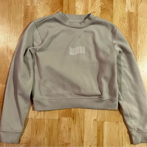 Brooklyn Cloth Tan Self Love Club Cropped Crewneck Women’s Medium - Picture 1 of 4